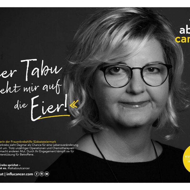 Kurvenkratzer Journey Kurvenkratzer_talk_about_cancer_Kampagne_Sujet_Dagmar_Koller_Frömmel_Euer_Tabu_geht_mir_auf_die_Eier