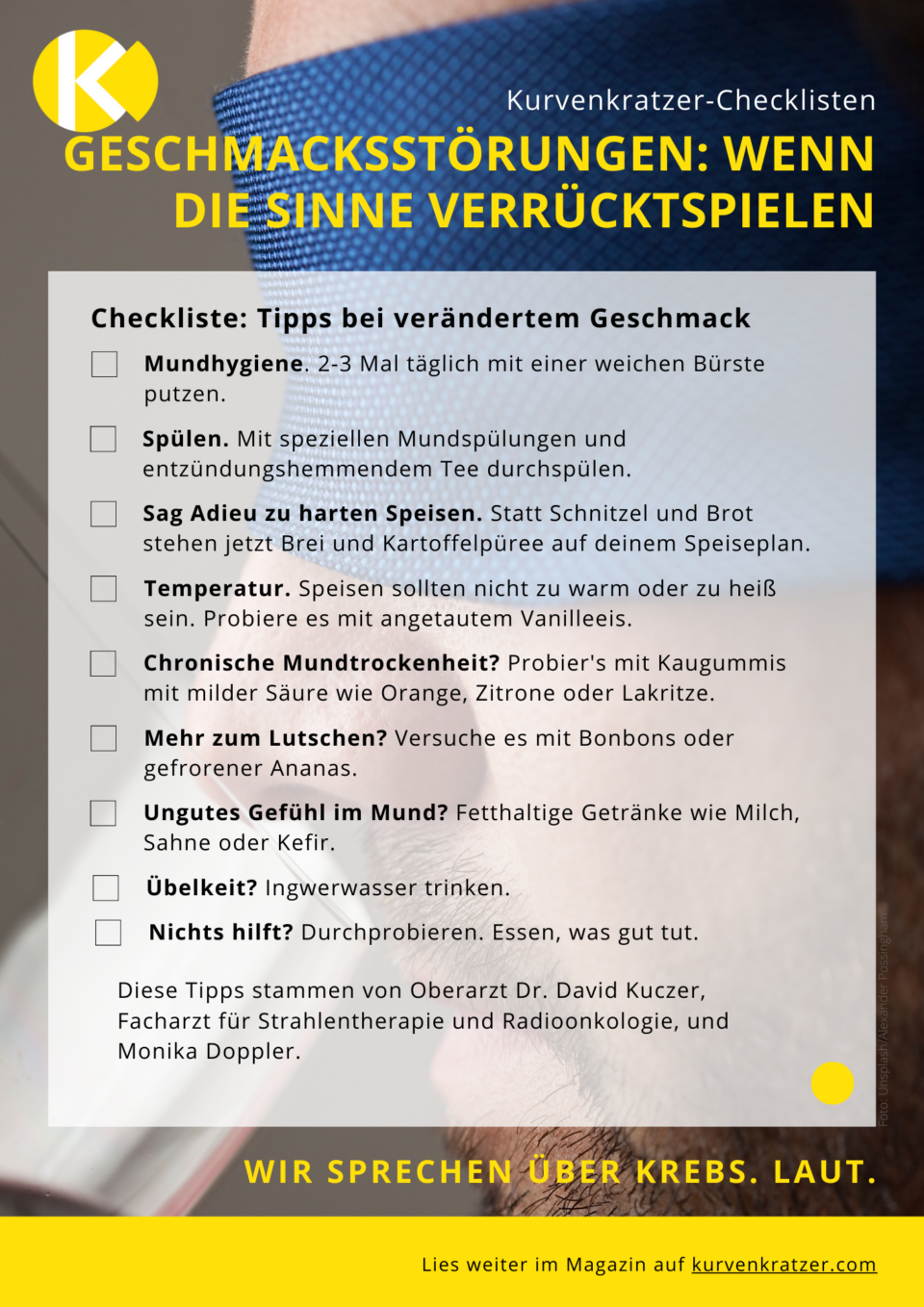 Kurvenkratzer-Checkliste zu Geschmacksstörungen