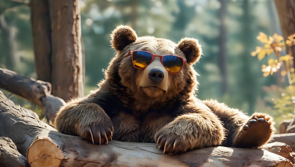 cooler bär mit sonnenbrille